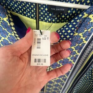 The Limited Women's Geometric Blue and Yellow Blazer